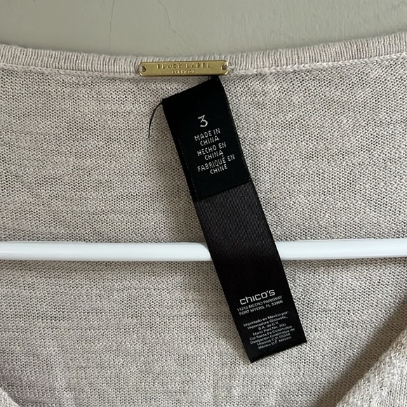 Chico's size 3 gold beige striped sweater zip sides - Picture 2 of 8